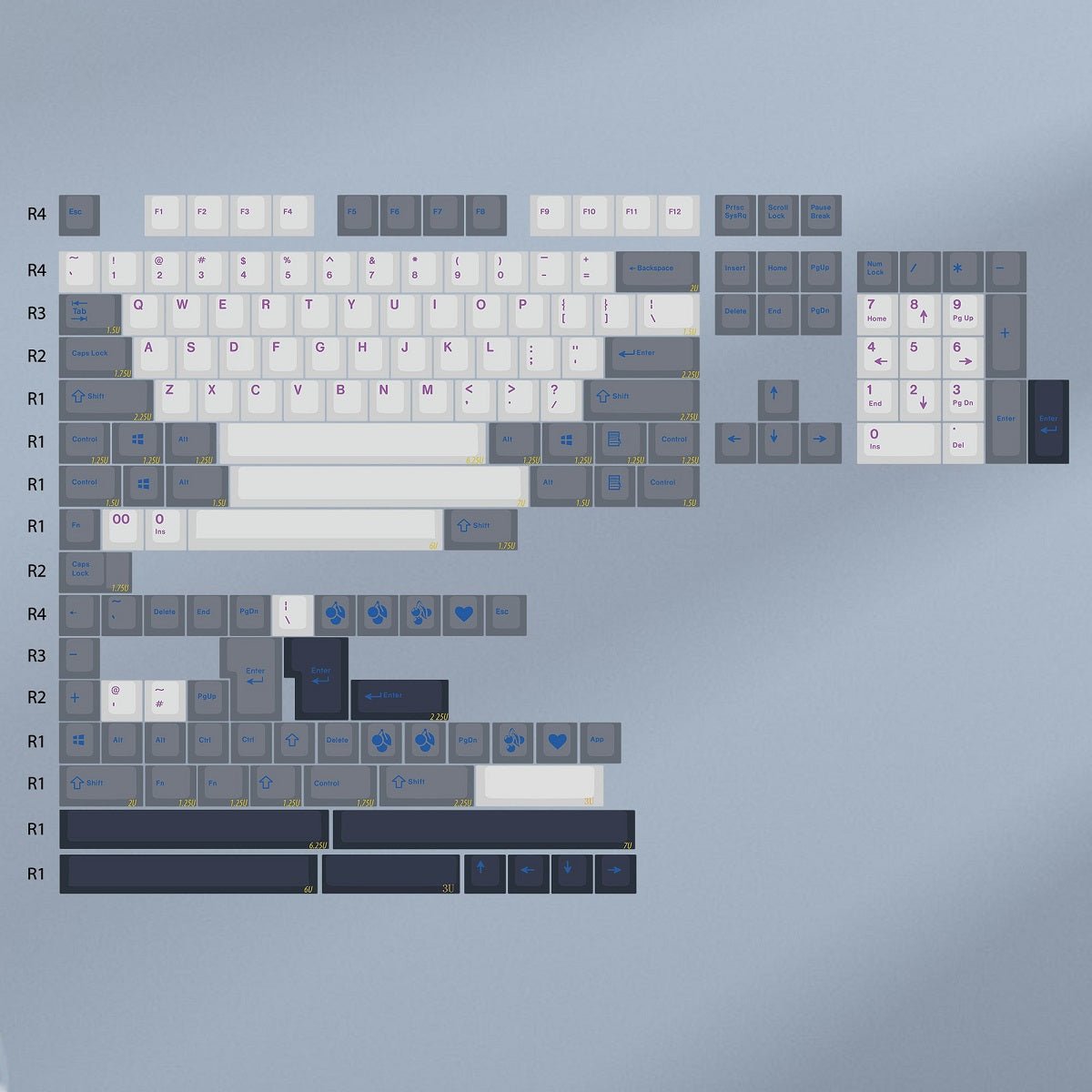 EnjoyPBT Grey White Keycap Set Doubleshot ABS