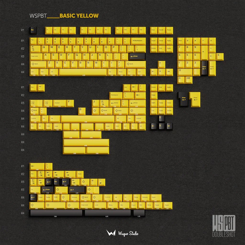 Wuque WS Basic Yellow Keycap Set Doubleshot PBT