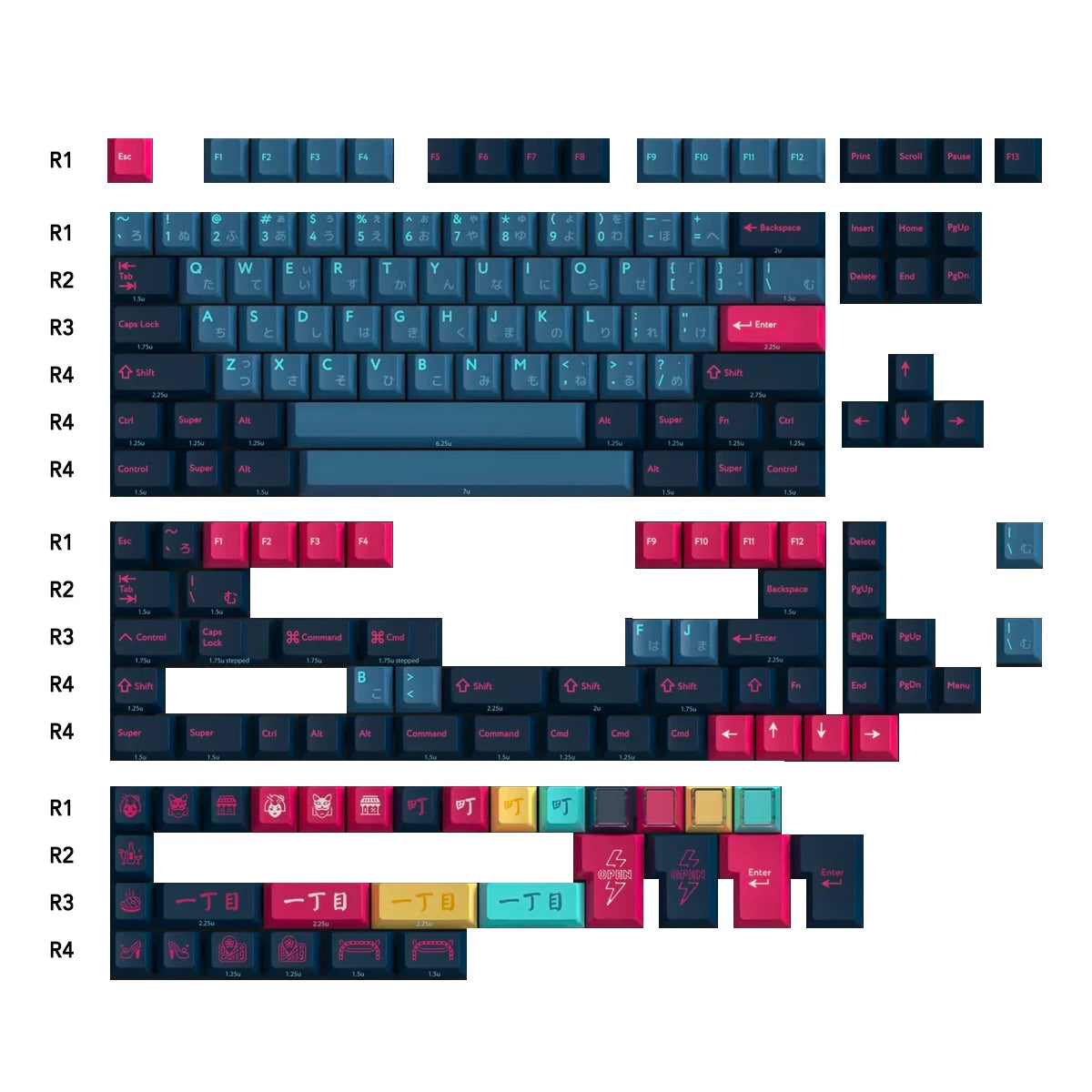 PBTfans Kabuki-Cho Keycap Set Doubleshot PBT