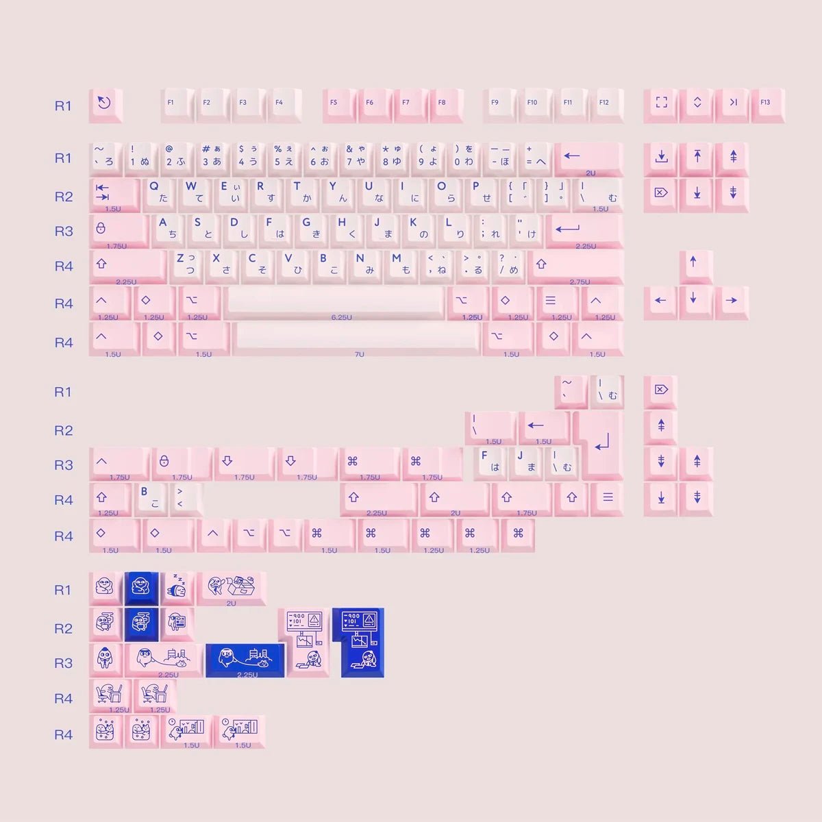 PBTfans Poco Keycap Set Doubleshot ABS