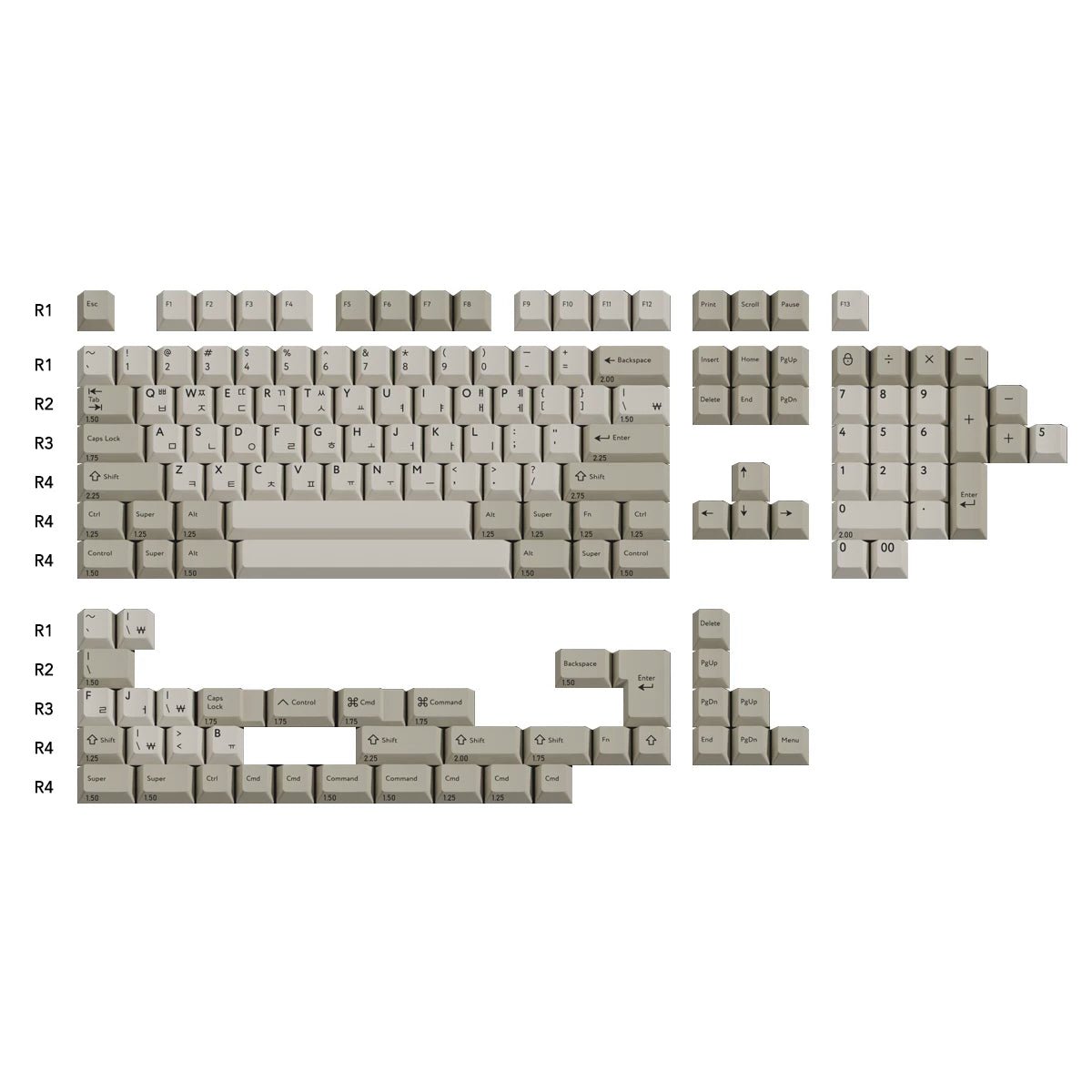 PBTfans Classic Hangul Keycap Set Doubleshot ABS