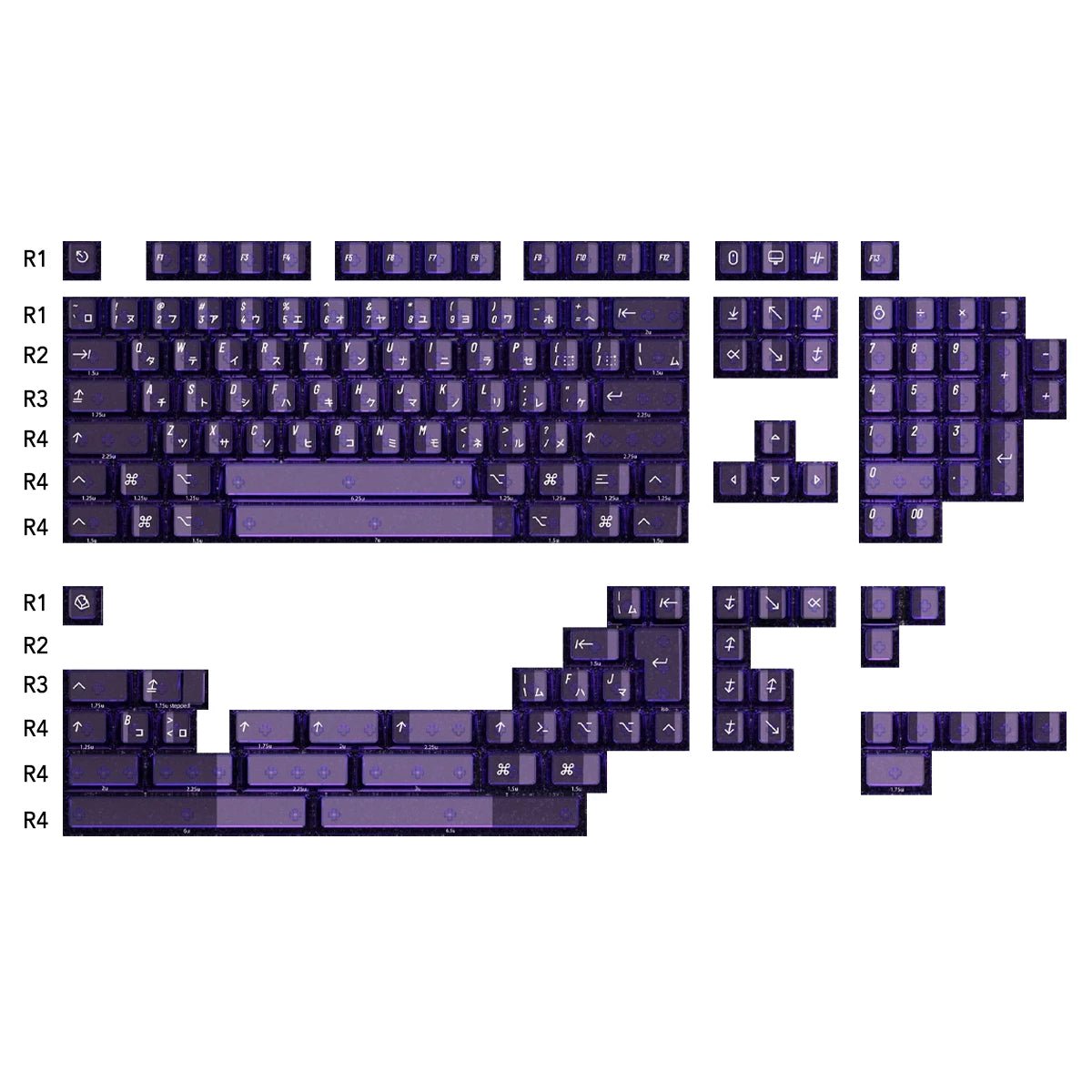 KBDfans Clear 2048 Purple Keycap Set UV Polycarbonate