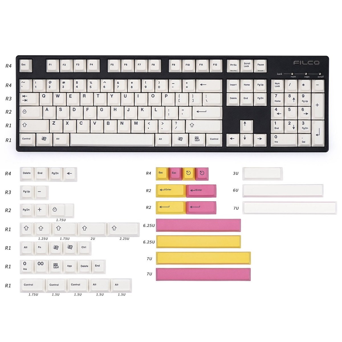 EnjoyPBT Simple White Keycap Set Dye-Sub PBT