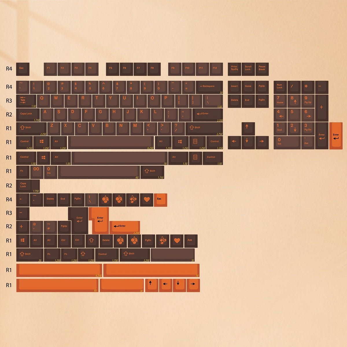 EnjoyPBT Dolch Orange Keycap Set Doubleshot ABS