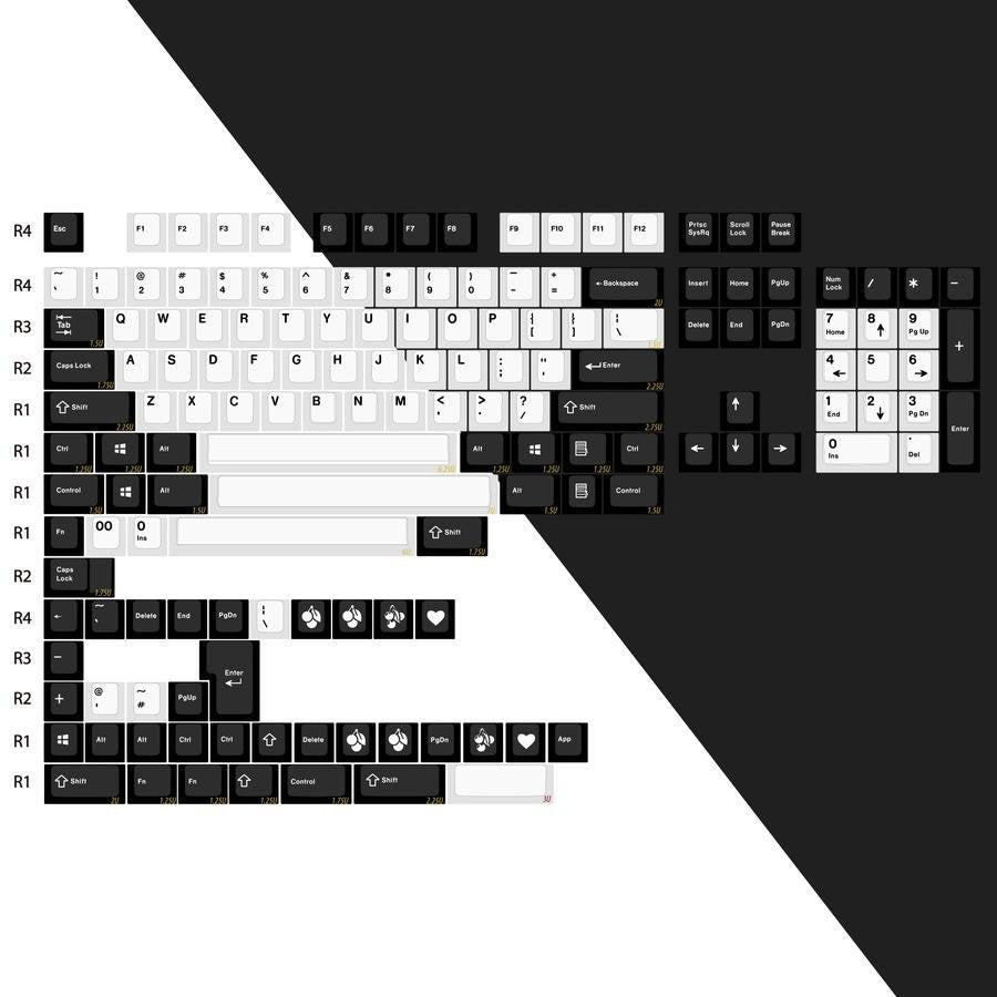 EnjoyPBT Black & White Keycap Set Doubleshot ABS