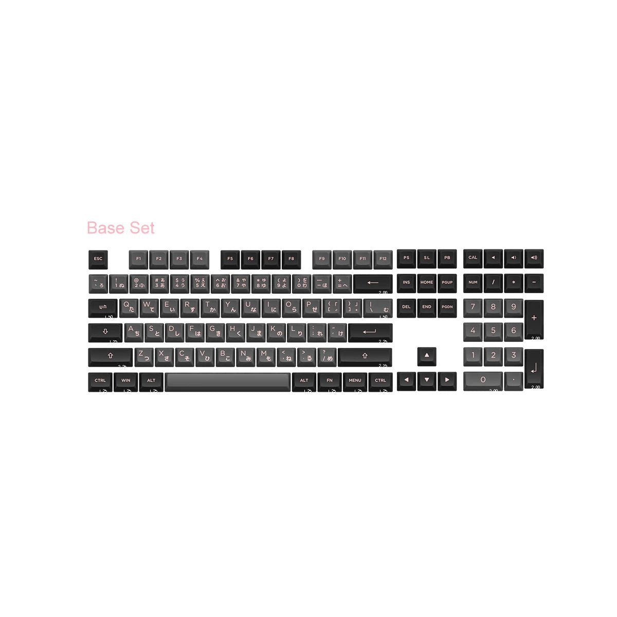 Akko Black & Pink Hiragana Keycap Set Doubleshot PBT