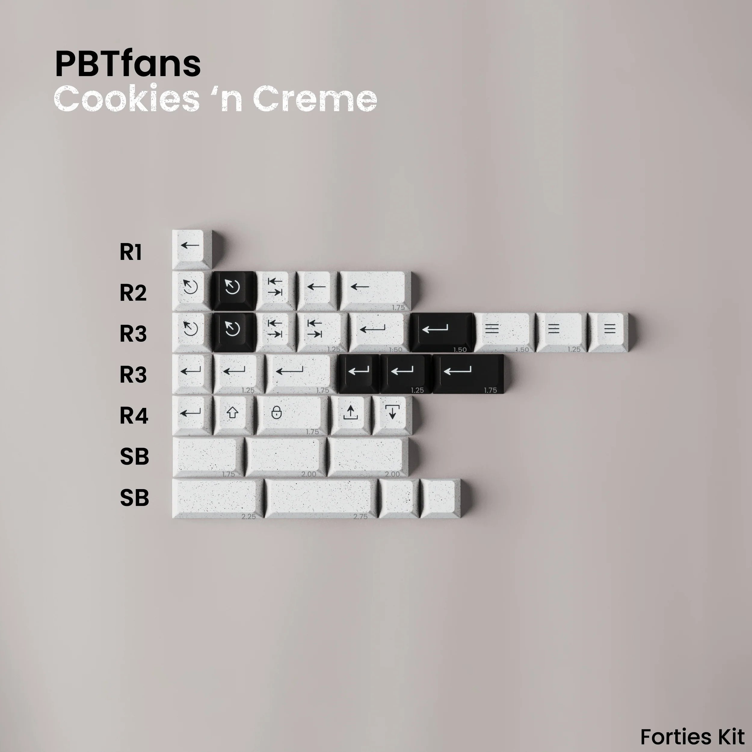 PBTfans Cookies 'n Creme Keycap Set Doubleshot ABS