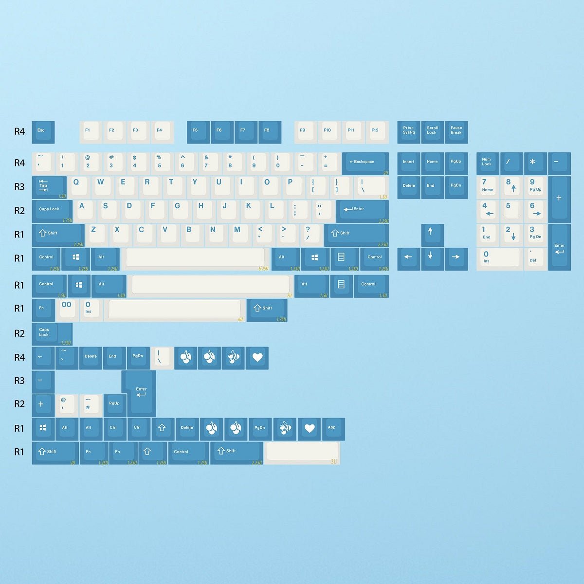 EnjoyPBT Blue and White Keycap Set Doubleshot ABS