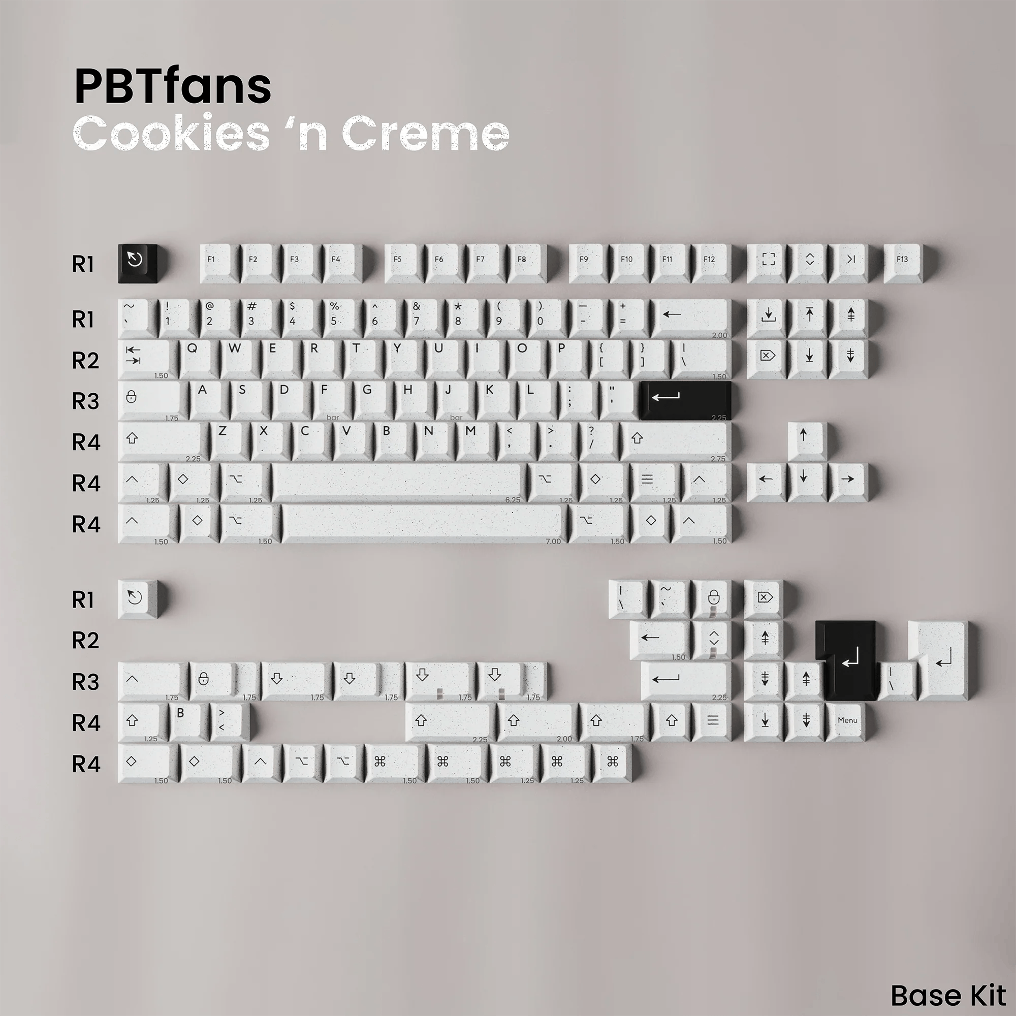 PBTfans Cookies 'n Creme Keycap Set Doubleshot ABS