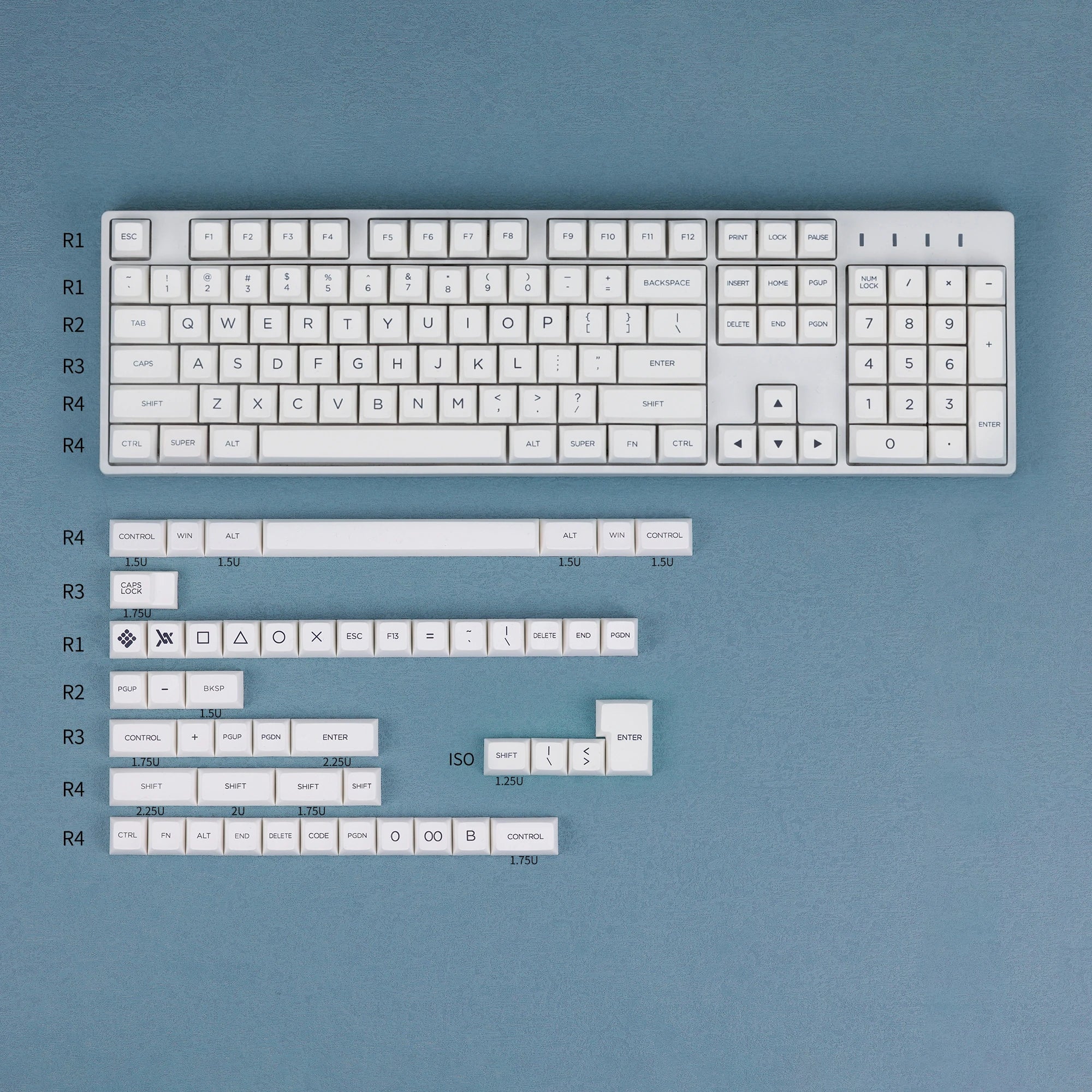 OSA Simple White Keycap Set Dye-Sub PBT