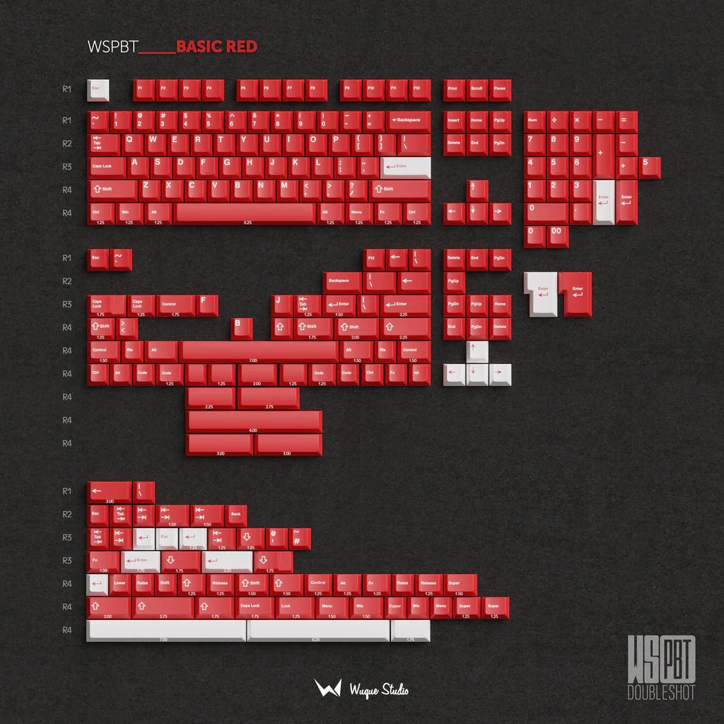 Wuque WS Basic Red Keycap Set Doubleshot PBT